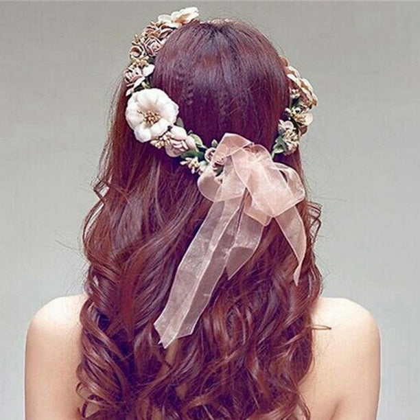 Women Floral Hairband Headband Flower Crown Wreath Garland Wedding Headpiece 